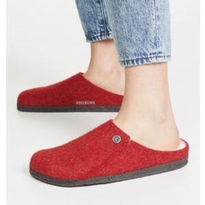 Birkenstock Zermatt Red Wool Shearling Slippers Size 36 Narrow